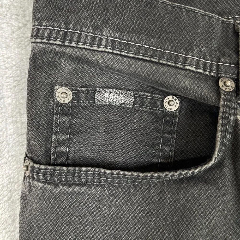 Brax Feel Good Cooper Pants Men's 38 X 34 Gray Cotton Mid-Rise Straight Leg